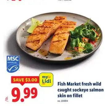 Lidl Fish fresh wild caught sockeye salmon skin on fillet offer