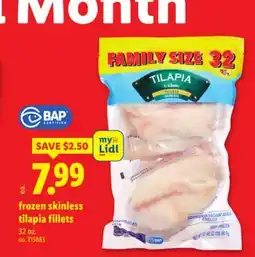 Lidl frozen skinless tilapia fillets offer