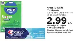 Food 4 Less Crest 3D White Toothpaste offer