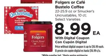 Food 4 Less Folgers or Café Bustelo Coffee offer