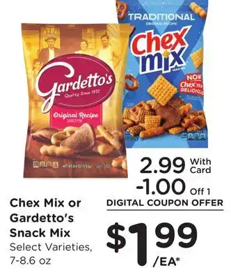 Ralphs Chex Mix or Gardetto's Snack Mix offer