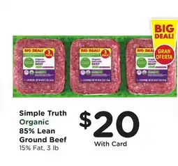 Ralphs Simple Truth Organic 85% Lean Ground Beef offer