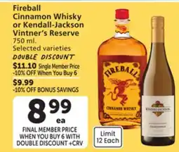 Vons Fireball Cinnamon Whisky or Kendall-Jackson Vintner's Reserve offer