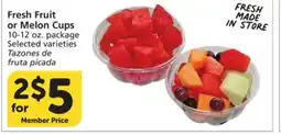 Vons Fresh Fruit or Melon Cups offer