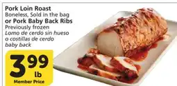 Albertsons Pork Loin Roast Boneless, Sold in the bag or Pork Baby Back Ribs Previously frozen offer
