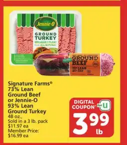 Albertsons Signature Farms 73% Lean Ground Beef or Jennie-O 93% Lean Ground Turkey 48 oz offer