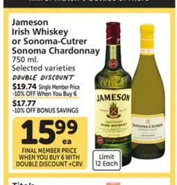 Albertsons Jameson Irish Whiskey or Sonoma-Cutrer Sonoma Chardonnay offer