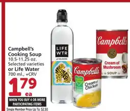 Albertsons Campbell's Cooking Soup 10.5-11.25 oz. Selected varieties or Life Water 700 ml offer