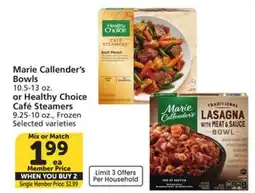 Albertsons Marie Callender's Bowls 10.5-13 oz. or Healthy Choice Café Steamers 9.25-10 oz offer