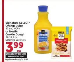 Albertsons Signature SELECT Orange Juice 52 oz. or Nestlé Cookie Dough 14-16.5 oz offer