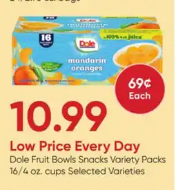 Stater Bros Dole Fruit Bowls Snacks Variety Packs offer
