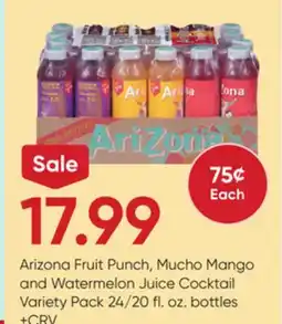 Stater Bros Arizona Fruit Punch, Mucho Mango and Watermelon Juice Cocktail Variety Pack offer