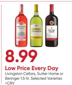 Stater Bros Livingston Cellars, Sutter Home or Beringer offer