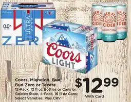 Ralphs Coors, Michelob, Bud, Bud Zero or Tecate offer