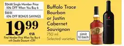 Pavilions Buffalo Trace Bourbon or Justin Cabernet Sauvignon offer