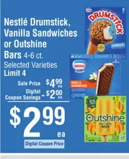 Smart & Final Nestlé Drumstick, Vanilla Sandwiches or Outshine Bars offer