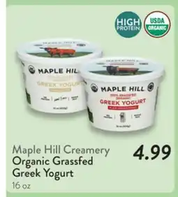 Fresh Thyme Maple Hill Creamery Organic Grassfed Greek Yogurt offer
