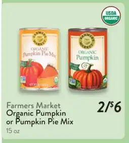 Fresh Thyme Farmers Market Organic Pumpkin or Pumpkin Pie Mix offer