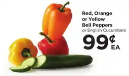 Food 4 Less Red, Orange or Yellow Bell Peppers or English Cucumbers offer