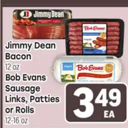 Tony’s Fresh Market Jimmy Dean Bacon, 12 oz, Bob Evans Sausage, 12-16oz offer