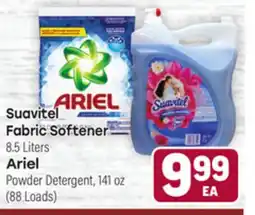 Tony’s Fresh Market Suavitel Fabric Softener, 8.5 Liters, Ariel Powder Detergent, 141 oz (88 Loads) offer
