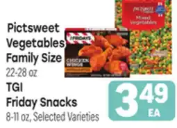Tony’s Fresh Market Pictsweet Vegetables Family Size 22–28 oz, TGI Friday Snacks 8–11 oz offer