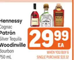 Tony’s Fresh Market Hennessy Cognac, Patrón Silver Tequila, Woodinville Bourbon offer