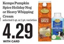 Mariano's Kemps Pumpkin Spice Holiday Nog or Heavy Whipping offer
