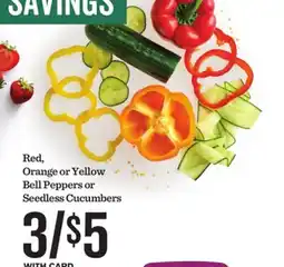 Mariano's Red, Orange or Yellow Bell Peppers or Seedless Cucumbers offer