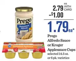 Mariano's Prego Alfredo Sauce or Kroger Applesauce Cups offer