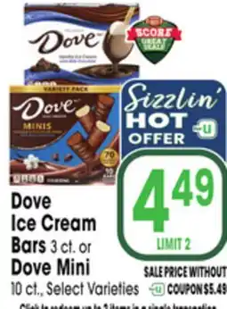 Jewel-Osco Dove Ice Cream Bars 3 ct. or Dove offer