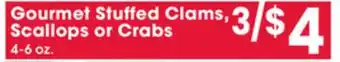 Jewel-Osco Gourmet Stuffed Clams, Scallops or Crabs offer