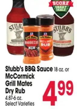 Jewel-Osco Stubb's BBQ Sauce 18 oz. or McCormick Grill Mates Dry Rub 4.87-6 oz offer