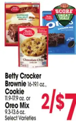 Jewel-Osco Betty Crocker Brownie 16-19.1 oz., Cookie 11.9-17.9 oz. or Oreo Mix 9.3-13.6 oz offer