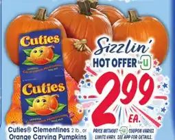 Jewel-Osco Cuties Clementines 2 lb., or Orange Carving Pumpkins offer
