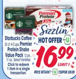 Jewel-Osco Starbucks Coffee , 32 ct. K-Cups Premier 32 ct. K-Cups, Protein Shake offer