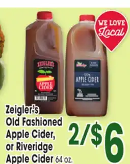 Jewel-Osco Zeigler's Fashioned Apple Cider Riveridge Apple Cider offer