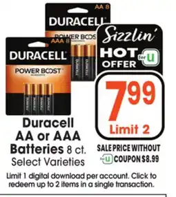Jewel-Osco Duracell AA or AAA Batteries offer