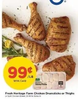 Kroger Fresh Heritage Farm Chicken Drumsticks or Thighs offer