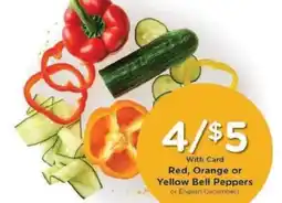 Kroger Red, Orange or Yellow Bell Peppers or English Cucumbers offer