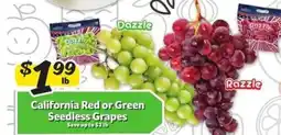 Winn Dixie California Red or Green Seedless Grapes offer
