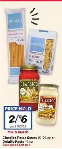 Winn Dixie Classico Pasta Sauce or Delallo Pasta offer