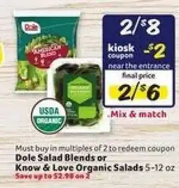 Winn Dixie Dole Salad Blends or Know & Love Organic Salads offer