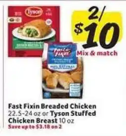 Winn Dixie Fast Fixin' Breaded Chicken or Tyson Stuffed Chicken Breast offer