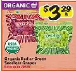 Winn Dixie Organic Red or Green Seedless Grapes offer