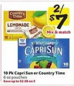 Winn Dixie 10 Pk Capri Sun or Country Time offer
