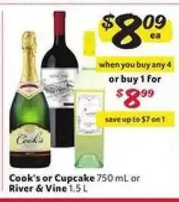 Winn Dixie Cook's or Cupcake 750 mL or River & Vine 1.5 L offer