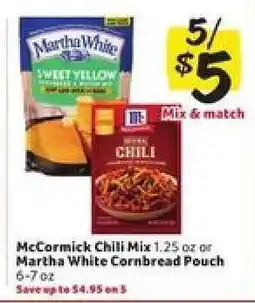 Winn Dixie McCormick Chili Mix or Martha White Cornbread Pouch offer