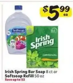 Winn Dixie Irish Spring Bar Soap or Softsoap Refill offer