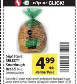 Safeway Signature SELECT Sourdough Bread offer